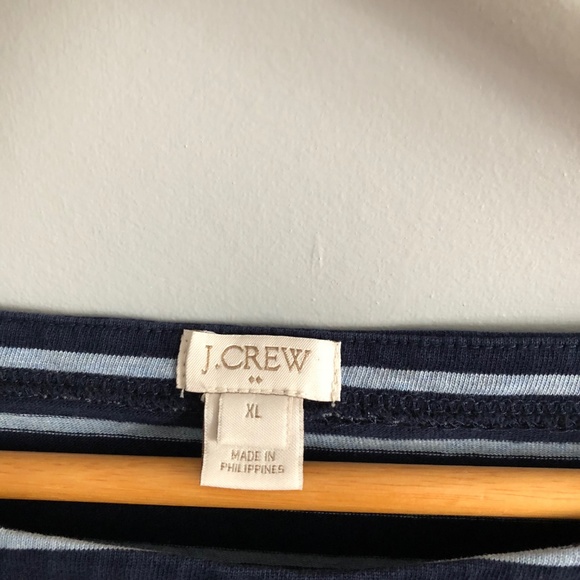 J.Crew Cotton Navy Gray Striped Long Sleeve Top - Picture 3 of 6